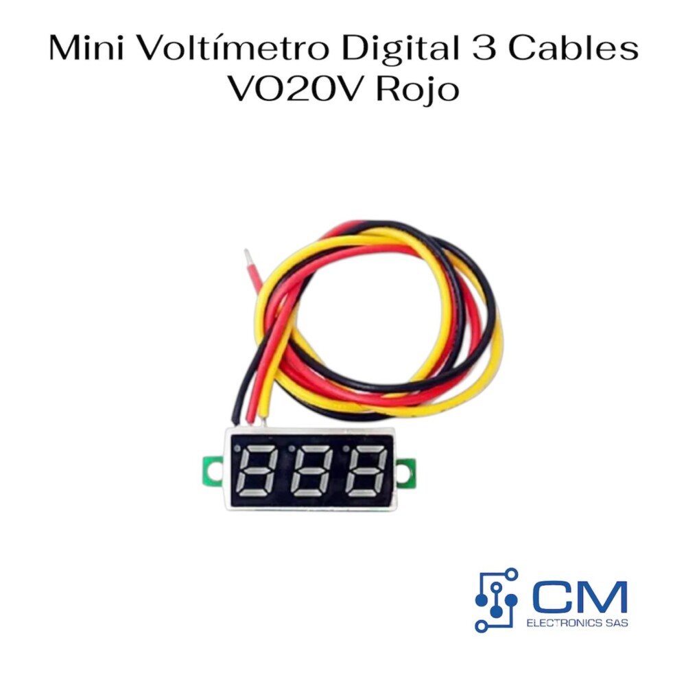 Mini Voltimetro Digital 3 Cables V20V Rojo