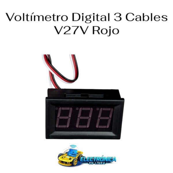 Voltimetro Digital 3 Cables V27V Rojo