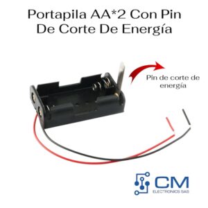 PortaPila AA*2 Con Pin De Corte De Energia