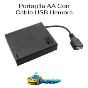 Portapila AA Con Cable USB Hembra
