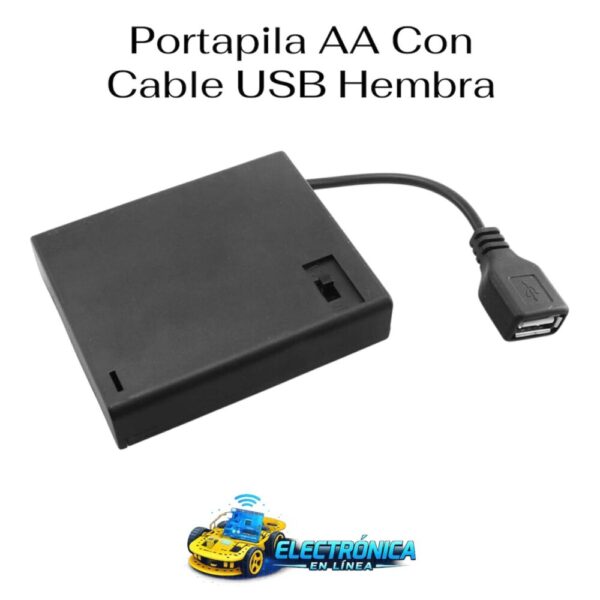 Portapila AA Con Cable USB Hembra