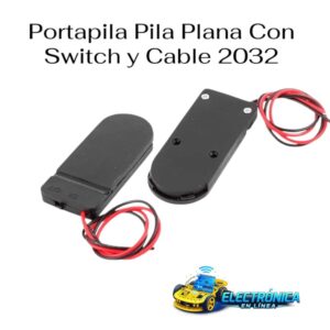 Portapila Pila Plana Con Switch y Cable 2032