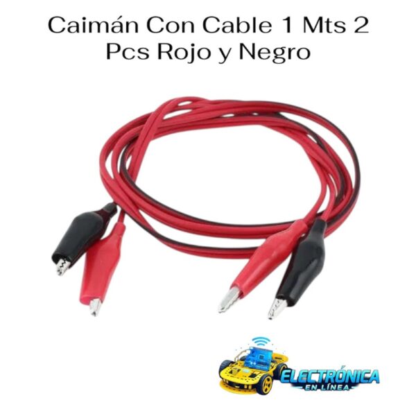 Caiman Con Cable 1MTS 2 PCS Rojo y Negro